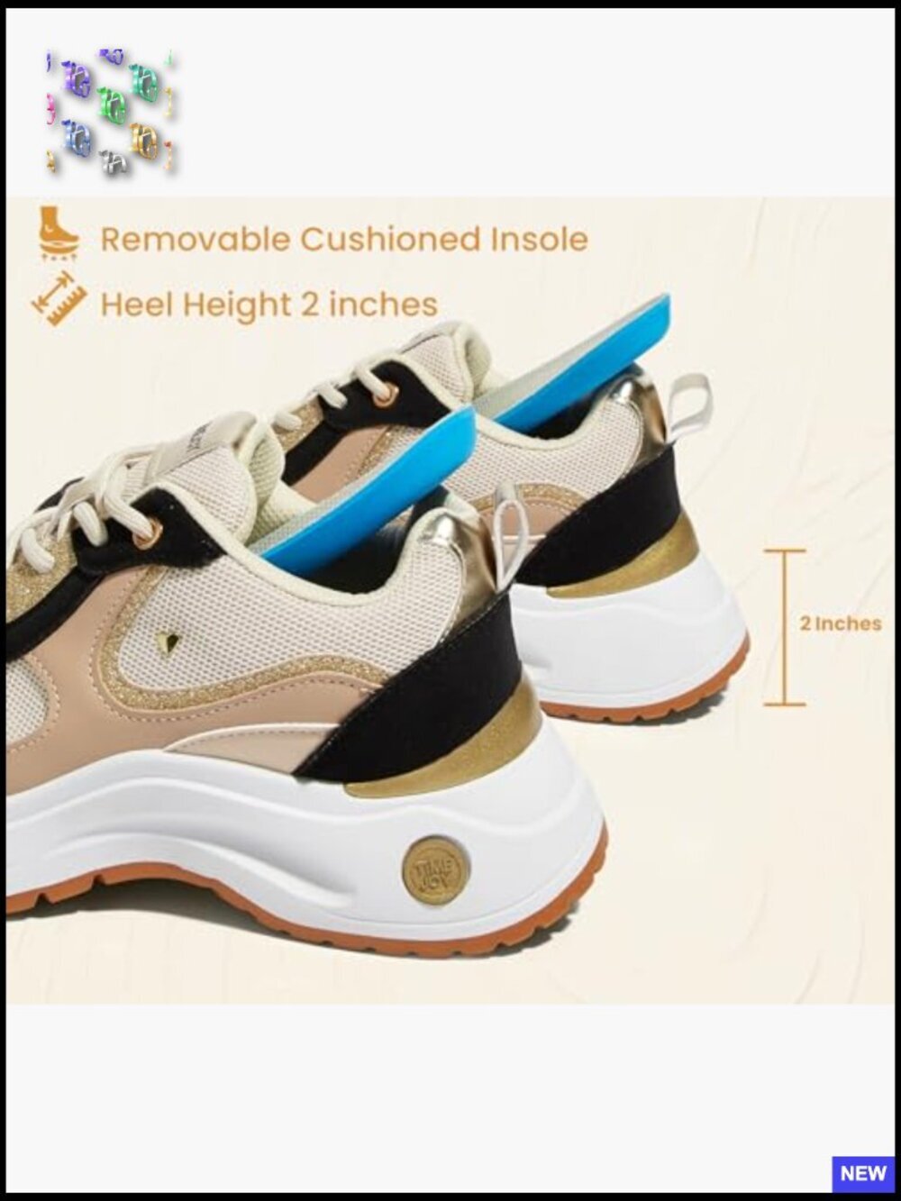 Chunky Platform Sneakers Retro Tennis Shoes Non-Slip Lace-Up Cushion Walking - Picture 5 of 7